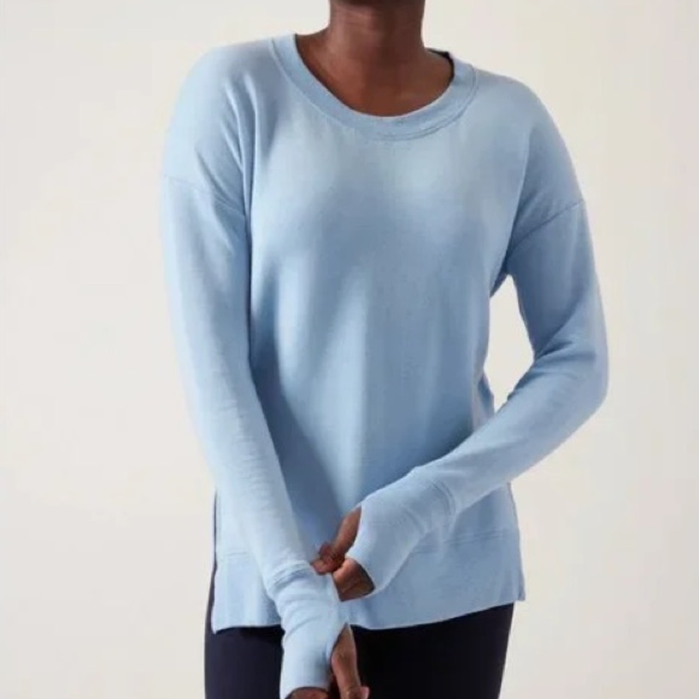 Athleta Coaster Luxe‎ Crewneck Sweatershirt in Heron Blue, SZ SP